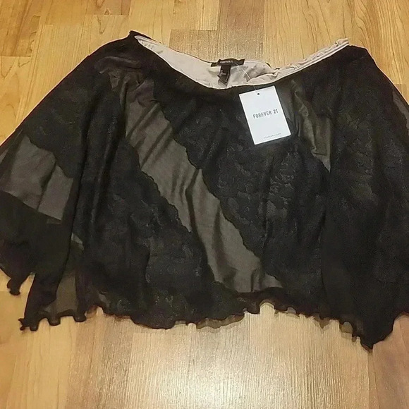 Forever21 Skirt Whimsy Goth Lace Mesh Lingerie Black  L - Picture 5 of 8